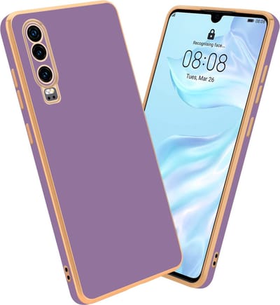 Cadorabo Hoesje geschikt voor Huawei P30 in Glossy Paars - Goud - Beschermhoes Case Cover van flexibel TPU-silicone en met camerabescherming