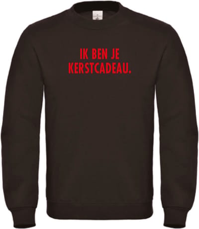 Foute kersttrui zwart XXL - Ik ben je kerstcadeau - olijfgroen - soBAD. | Kersttrui soBAD. | kerstsweaters volwassenen | kerst hoodie volwassenen | Kerst outfit | Foute kerst truien
