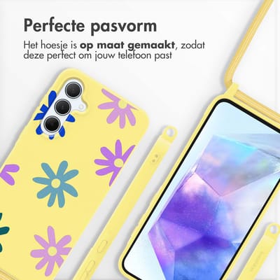 imoshion Hoesje - Geschikt voor Samsung Galaxy A55 (5G) - Siliconen design hoesje met koord - Yellow Flower Distance