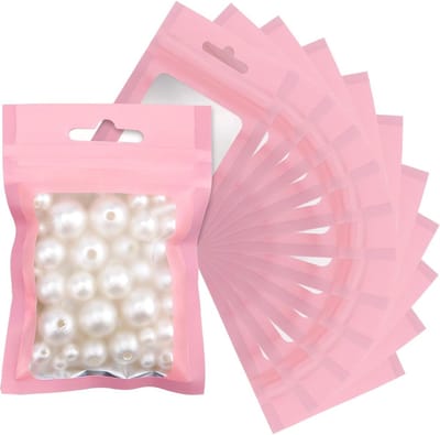 9x12cm Kleine Druksluiting Zakjes, Roze Mylar Pouches, 100 Stuks Matte Lockbare Plastic Zakjes voor Snoep, Monsters en Opslag