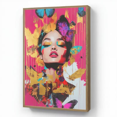 Wandlamp 60x90 cm - Oplaadbaar - Vrouw - Abstract - Kleurrijk - Wandlampen binnen woonkamer - Slaapkamer lamp - Decoratieve nachtlamp - Vloerlamp draadloos