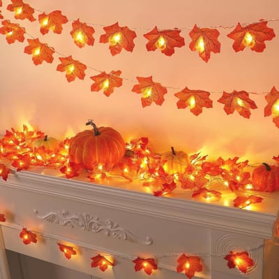 SnelShoppen - 3 m 20 LED Fairy Lights met Realistische Herfst Maple Leaves - Batterij Aangedreven Decoratie voor Halloween, Kerst en Feest