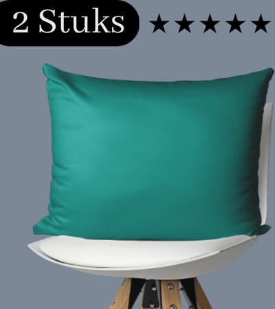 Droomtextiel Kussenslopen Katoen Satijnen Groen 60 x 70 cm - Set van 2 - Anti allergeen - Huidverzorging - Haarverzorging - Hoogwaardige Kwaliteit - Super Zacht