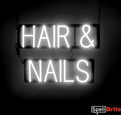 HAIR & NAILS - Lichtreclame Neon LED bord verlicht | SpellBrite | 53 x 38 cm | 6 Dimstanden - 8 Lichtanimaties | Reclamebord neon verlichting