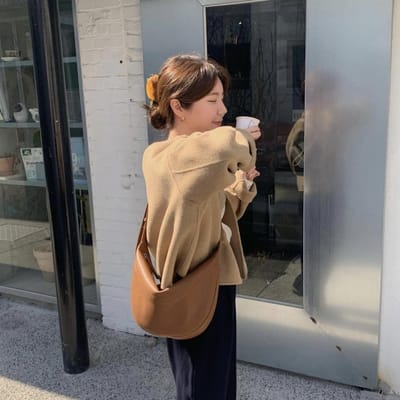 Lente/zomer Martin Crossbody Tas Dames Zacht Leer Dumpling Tas Casual Schoudertas bruin