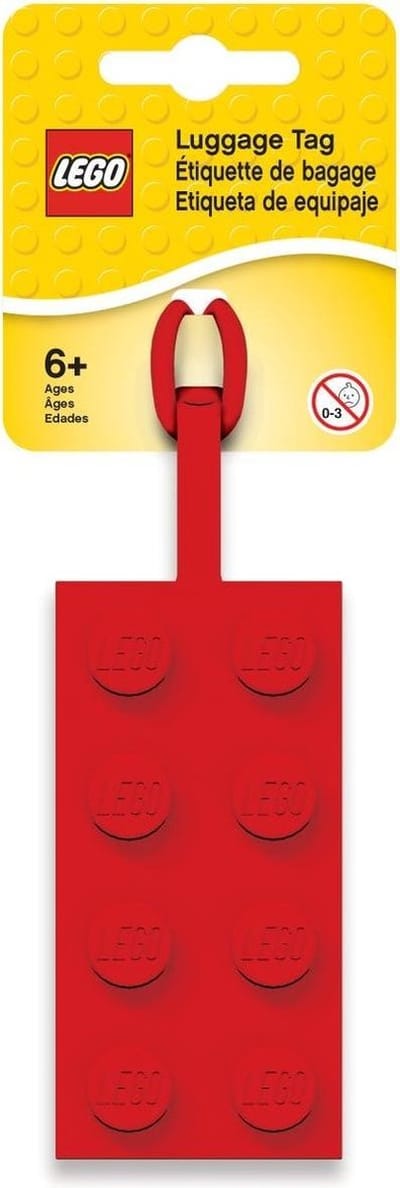 Lego - Bagage label -  Rood - Lego blok - Rugzakhanger - Vanaf 6+ jaar