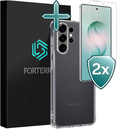 Hoesje Met 2x Screenprotector - Geschikt voor Samsung Galaxy S26 Ultra - Sterk & Shockproof - Telefoon Hoes - Back Cover - Siliconen Case - Transparant