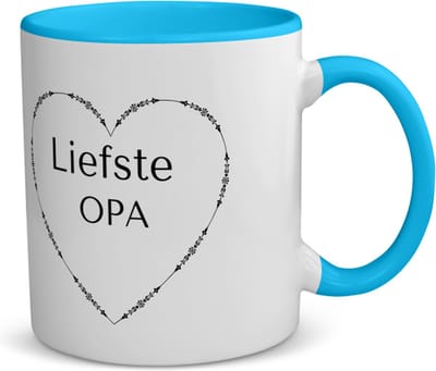 Akyol - liefste opa koffiemok - theemok - blauw - Opa - de liefste opa - verjaardag - cadeautje voor opa - opa artikelen - kado - geschenk - 350 ML inhoud