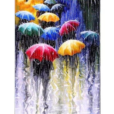 5D DIY Diamond Painting Straat Diamant Borduurwerk Regen Paraplu Foto van Strass 20X30CM black