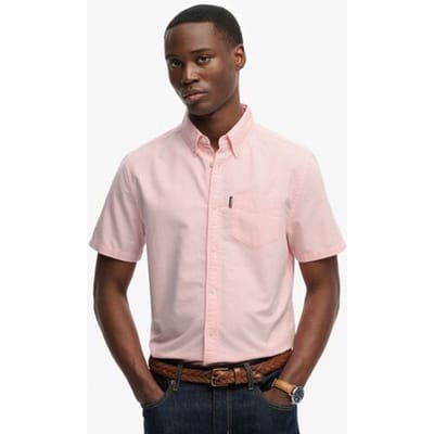 Superdry Essentials Oxford Overhemd met Korte Mouwen Pink Grootte: S