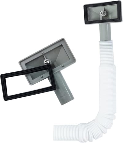 Overflowpijp met vierkante aansluiting, 75 x 40mm, lengte 230-600mm, diameter 26mm, geschikt voor afvoersystemen en waterbeheer