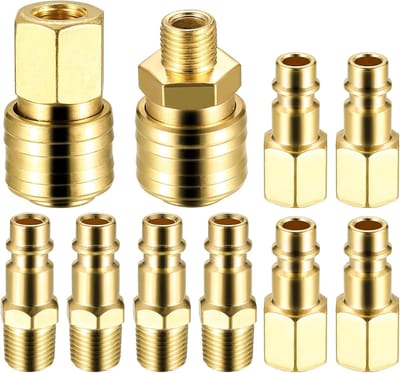10 x Compressed Air Coupler 1/4 Inch BSP Snelsluiting voor Slangen, Luchtaansluiting, Pneumatische Verbinding, Snelle Koppeling, Luchtcompressor, Slangverbinder, Air Hose Connector