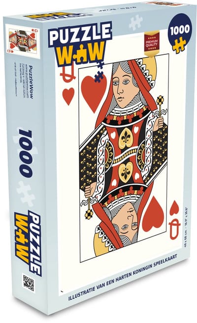 Puzzel Illustratie van een harten koningin speelkaart - Legpuzzel - Puzzel 1000 stukjes volwassenen
