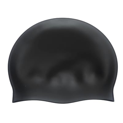 Bonnet de bain imperméable protection plate des oreilles couleur unie uni Homme Femme Enfant One Size noir