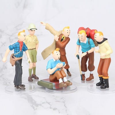 6 Stuks/Set Cartoon De Avonturen van Kuifje Actiefiguren Poppetje Strip Kuifje Bobbie Jansen Kinderen Bedeltje Hobby Speelgoed Cadeaus Voor Kinderen