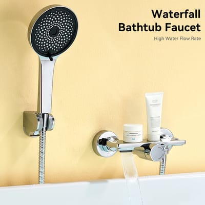 Auralum Max Opbouw Badkraan met Handdouche Complete Set - Mengkraan - met 5 Functies Handdouche - 150 mm Hartafstand - Wandmontage - Chroom