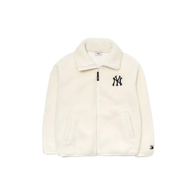 MLB Letter Logo Warme Sherpa Jas Uniseks Jassen Ivoor 3AJPF3016-50IVS M white