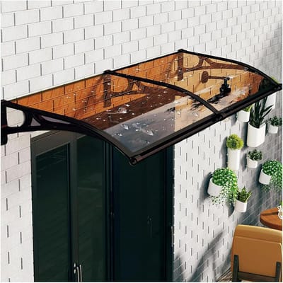 Voordeur Luifel - Regenkap Deur - Bescherming Buiten - Aluminium Polycarbonaat - 80 x 200 cm - Grijs