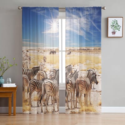 Luxe Transparante Raamgordijnen Zebrahuid Textuur Keuken Slaapkamer Woonkamer Tule Gordijnen Studeerkamer Frans Raam Chiffon Gordijnen 135W x 114H(cm)