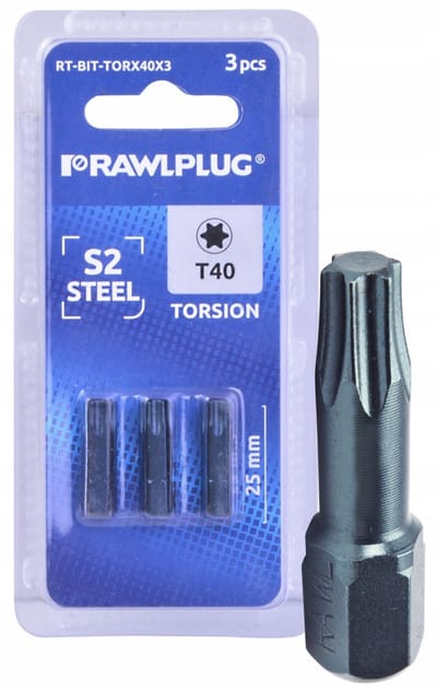 Rawlplug Torx T40 Bits 25mm - 3 Stuks