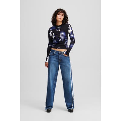 Karl Lagerfeld Relaxed Seamed Denim Washed Dark Blue Taglia: W26L30 | Pantaloni Outlet | Donna | Blu