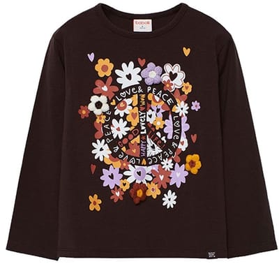 Boboli Stretch Knit T-shirt Met Lange Mouwen Bruin 4 Years Meisjes