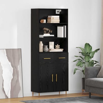 vidaXL - Highboard - Zwart - Eiken - 69,5 - x - 34 - x - 180 - cm - Bewerkt - hout