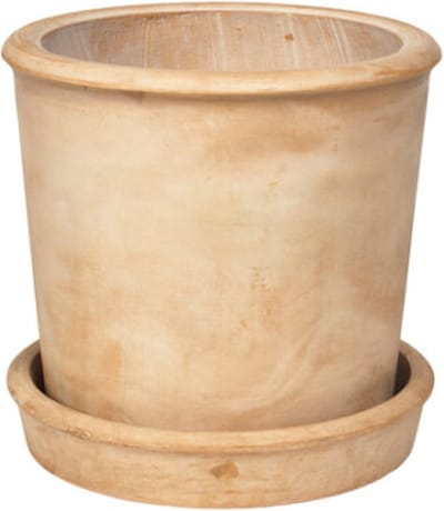 Broste Copenhagen bloempot Rolf Fiberclay met schotel Beige S 37 x 37 CM voor binnen en buiten