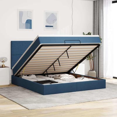 vidaXL - Ottoman - bed - met - matras - 180x200cm - stof - blauw