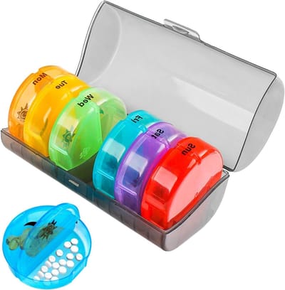 Pillendoosje met 2 Compartimenten voor 7 Dagen, Ideaal voor Reizen, BPA-vrij Organiser voor Medicatie, Vitamines en Visolie