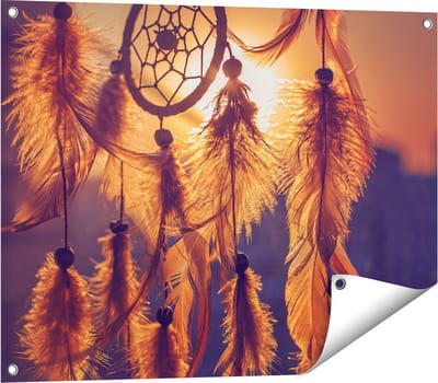 Gards Tuinposter Amulet van de Indianen - Symbool - Ketting - 80x60 cm - Tuindoek - Tuindecoratie - Wanddecoratie buiten - Tuinschilderij