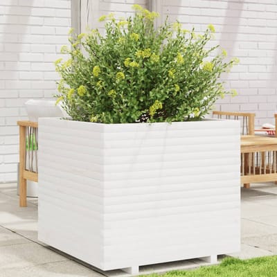 vidaXL - Plantenbak - 80x80x72 - cm - massief - grenenhout - wit