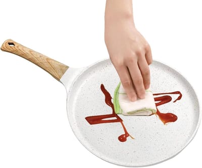 Crêpe Pan - Koekenpan Inductie - Ontbijt Bakken - Antiaanbaklaag - 24 cm - Wit