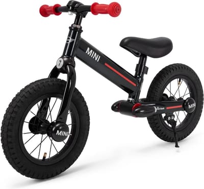 MINI Loopfiets voor Kinderen vanaf 3 jaar – Officieel Gelicentieerd met Verstelbaar Zitje – Luxe Loopfiets met 12 Inch Wielen & Rubberen Luchtbanden – Zwart