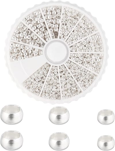 Over 1800 Stuks Messing Tube Crimp Beads en Koord Eindkappen voor Sieraden Maken - Diameter 2mm, 2.5mm, 3mm, Zilver