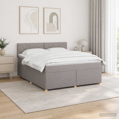 vidaXL - Boxspringbed - met - matras - met - hoofdeinde - Taupe - 140 - x - 200 - cm - Stof