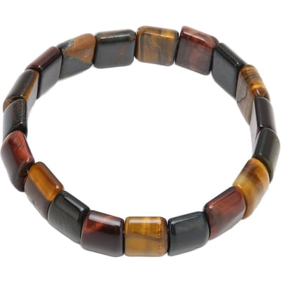 Bracelet œil de tigre unisexe en perles carrées de couleurs mélangées, en pierre naturelle, pour homme et femme gray