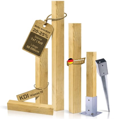 Geïmpregneerde Houten Palen Vierkant met Inslaghuls 9x9x80 cm voor Hekken