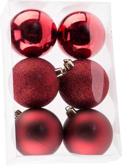 Cosy & Trendy Kerstballen - 6x st - rood - 8 cm - kunststof - kerstversiering - kerstboomversiering