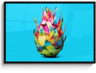 Poster in lijst - Fotolijst 120x80 cm - Posters - Drakenfruit - Blauw - Levendig - Posterlijst zwart - Decoratie - Wanddecoratie woonkamer - Muurdecoratie slaapkamer