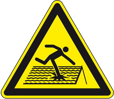 Sticker instortingsgevaar - ISO 7010 - W036 100 mm