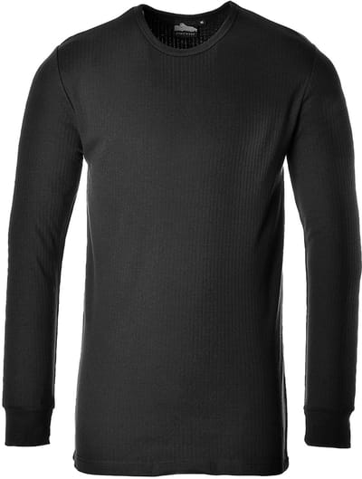 Portwest Thermisch T-Shirt Lange Mouw B123 - Zwart - XXL