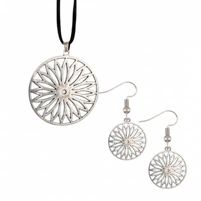 2-Delig -Ketting set- Mels -zilveren oorbellen - Charme Bijoux