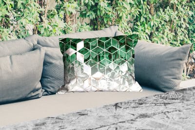 Buitenkussens - Tuin - Bladeren - Goud - Patronen - Kubus - Luxe - 50x30 cm