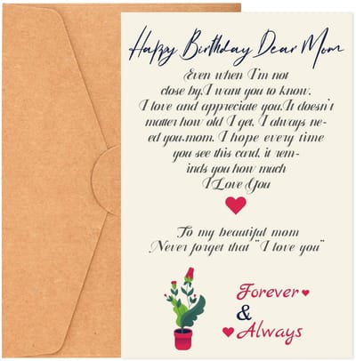 Dailygoods- Verjaardagskaart voor Moeder - Verjaardagskaarten met Envelop - Mooie Groetkaart - 12x18cm - Gecoat Papier - Perfect Cadeau - Geboortekaart