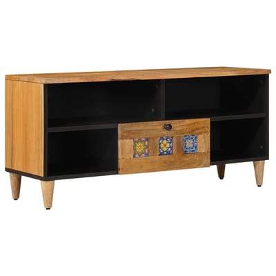 vidaXL - TV - Kast - met - lade - Naturel - 100 - x - 33 - x - 46 - cm - Massief - Mango - Hout