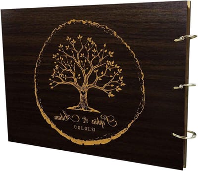 Gastenboek Hout - Bruiloft Boek - Wensen Vastleggen - Ring Binding - 9x12 Inch - Bruin