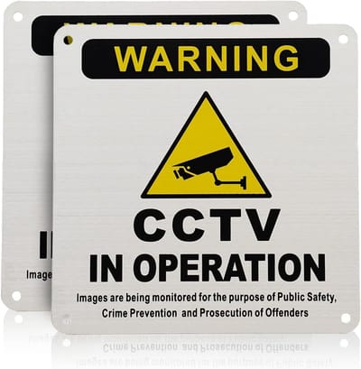 CCTV Waarschuwingsbord - Beveiligingssticker Melding - Afschrikking Indringers - Waterdicht UV-bestendig - 15 x 15 cm