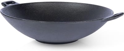 Wokpan Gietijzeren LITINA 30 cm - Koekenpan - Diepe Braadpan - Aziatische Kookpan