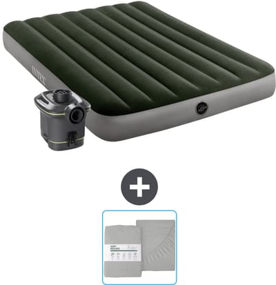 Intex Luchtbed - Twijfelaar - 137 x 191 x 25 cm - Groen - Inclusief pomp en Hoeslaken